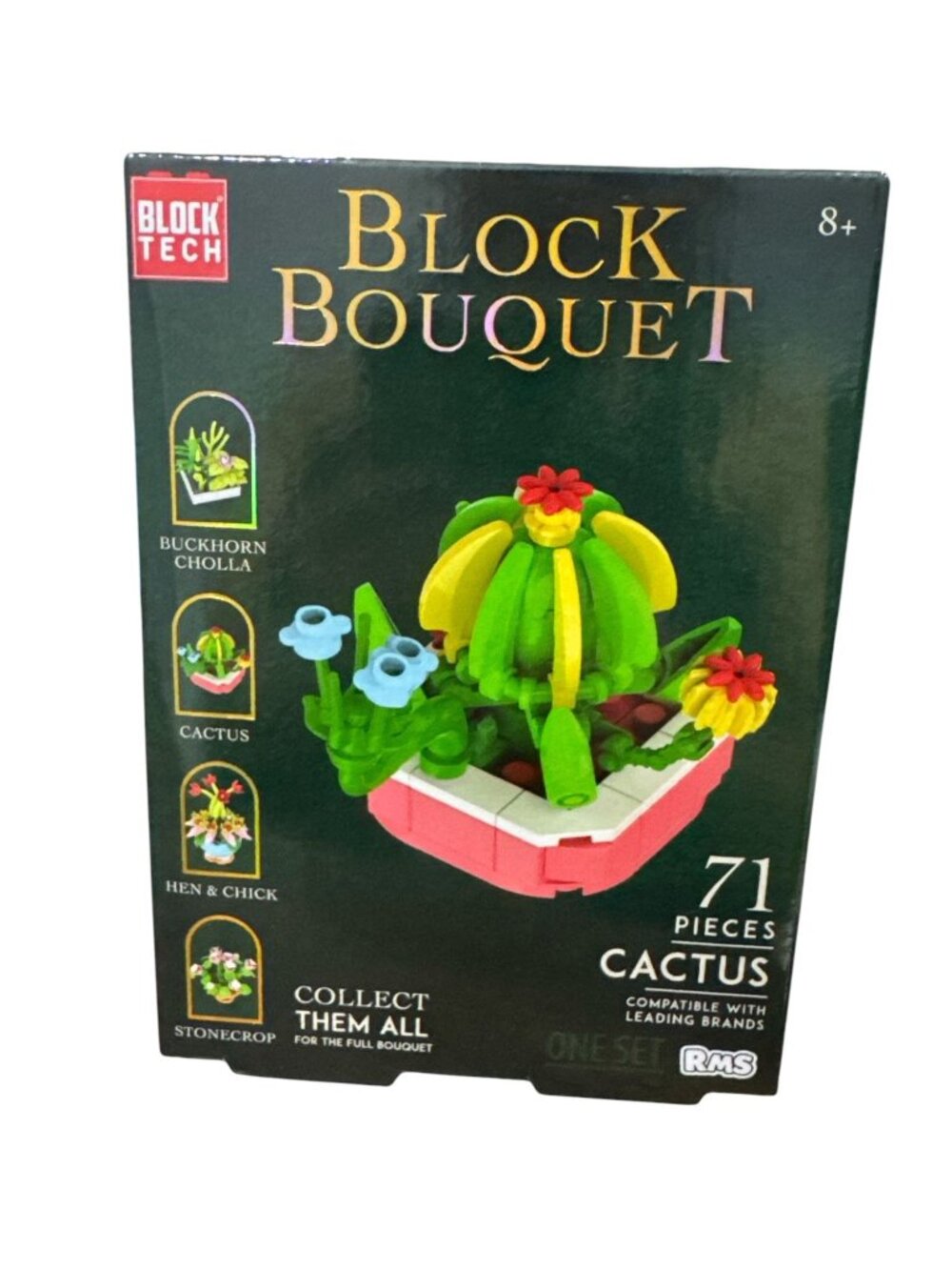Block Tech Block Bouquet Cactus Building Set - 71 Pieces - Compatible With Leadi